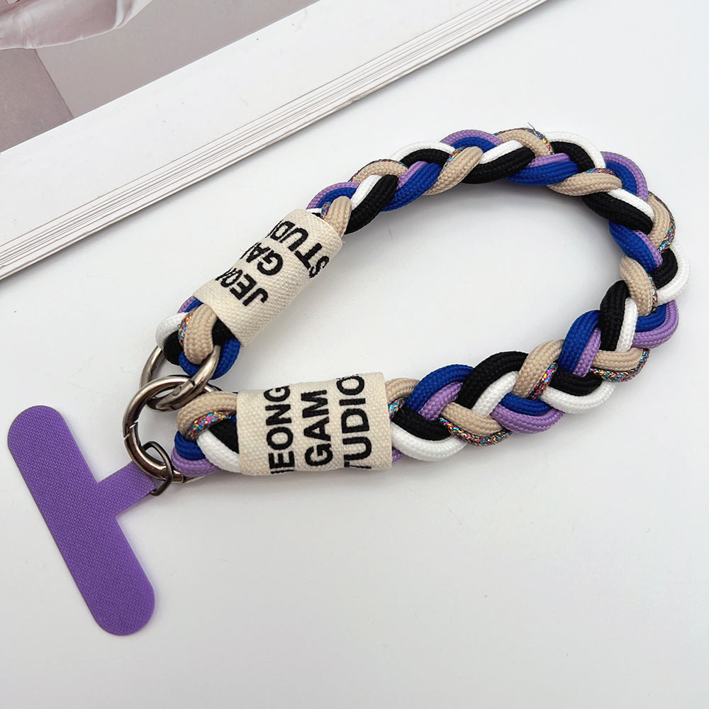 Clashing Colors Braided Wrist Phone Strap with Tether Tabs – Hand Woven Wristlet & Hand Lanyard