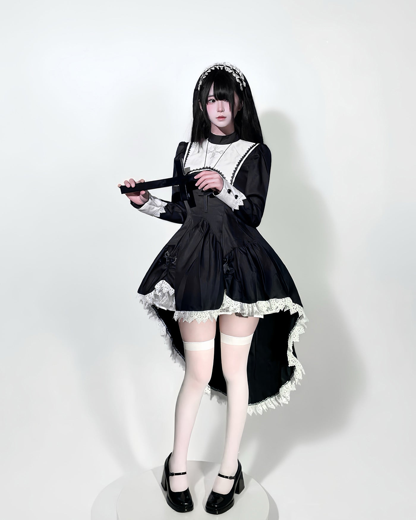 Dark Cross Halloween Back Train Dress Outfit Cosplay Costumes