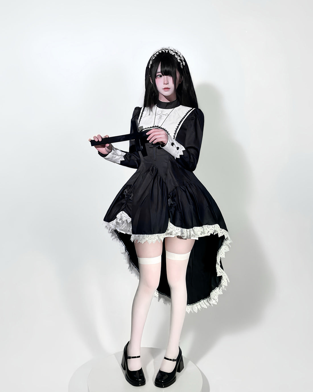Dark Cross Halloween Back Train Dress Outfit Cosplay Costumes
