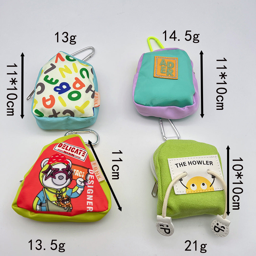 Cute Bear Mini Coin Purse Headphone Bag with Carabiner – Printed Mini Bag Phone Accessory