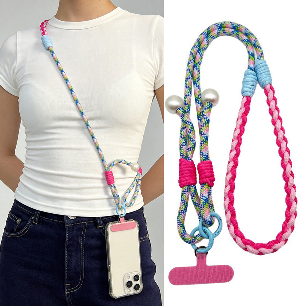 Twisted Adjustable Crossbody Phone Strap with Tether Tabs – Hand Woven Long Wristlet & Hand Lanyard