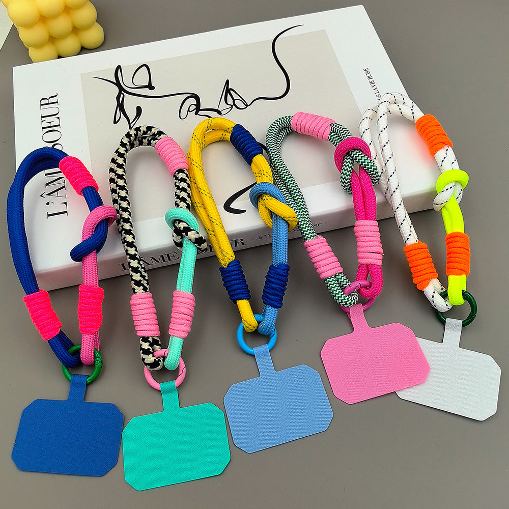 Color-Blocked Adjustable Wrist Phone Strap with Tether Tabs – Hand Woven Wristlet & Hand Lanyard