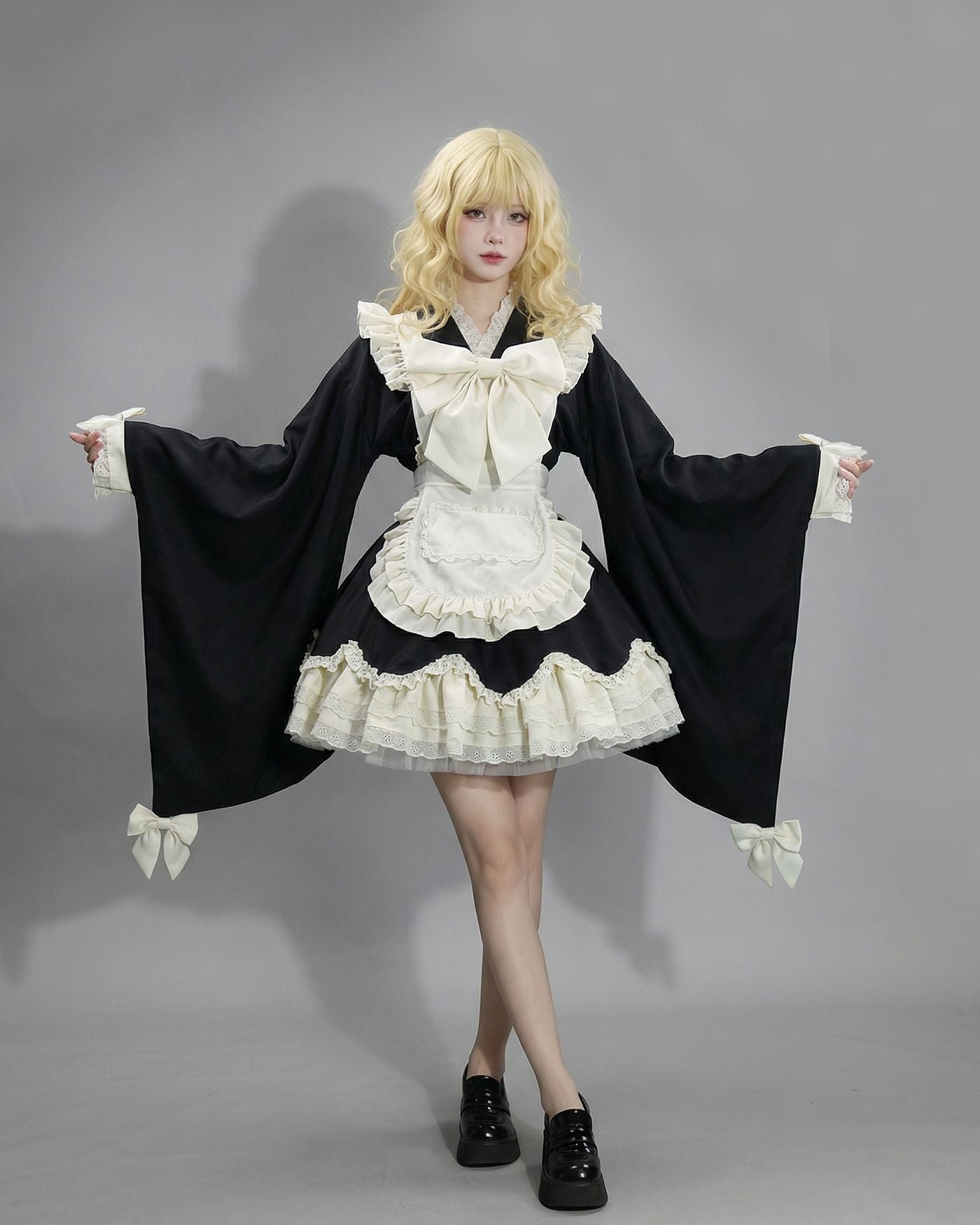 Kimono Lolita Wide Sleeve Maid Outfit Streamer Cosplay Dress