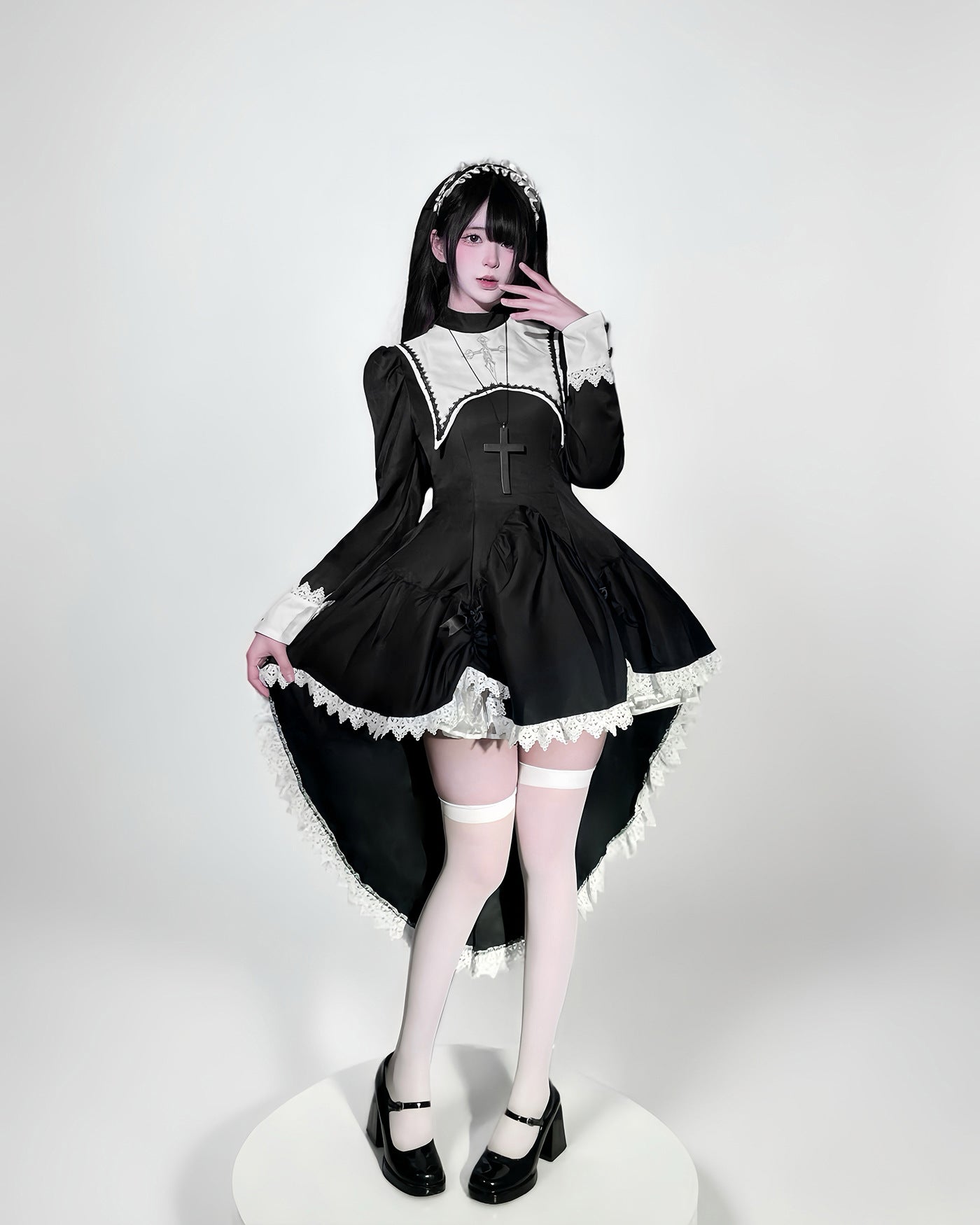Dark Cross Halloween Back Train Dress Outfit Cosplay Costumes