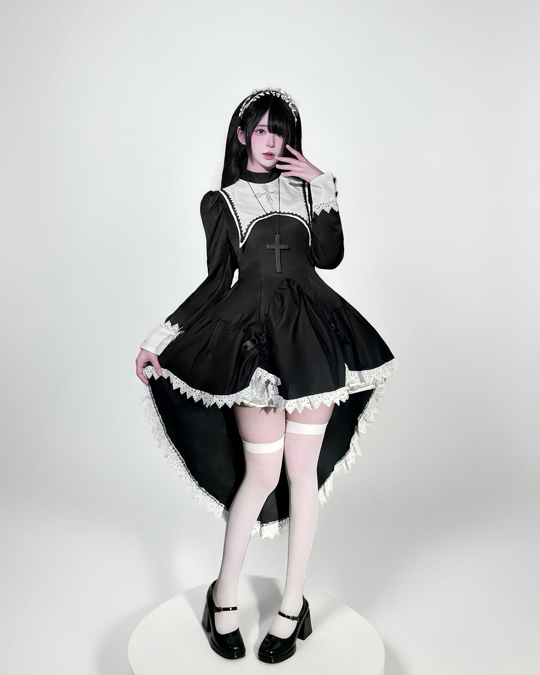 Dark Cross Halloween Back Train Dress Outfit Cosplay Costumes