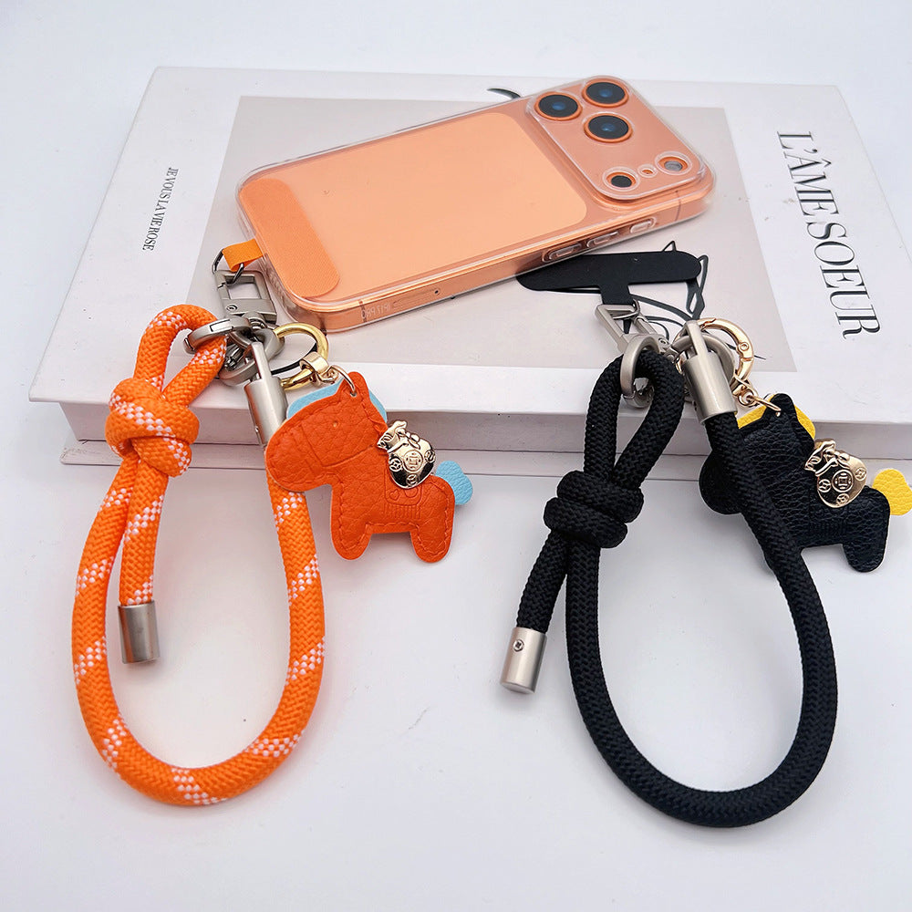 Adjustable Knotted Wrist Phone Strap with Tether Tabs – Leather Horse Wristlet & Hand Lanyard