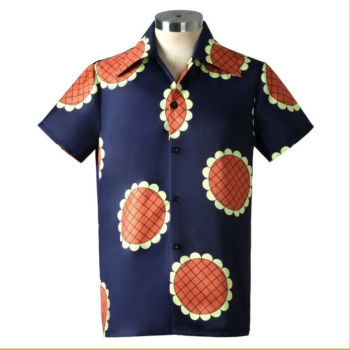 Anime Navigation Monkey D. Luffy Sunflower T-shirt One Piece Cosplay Costumes