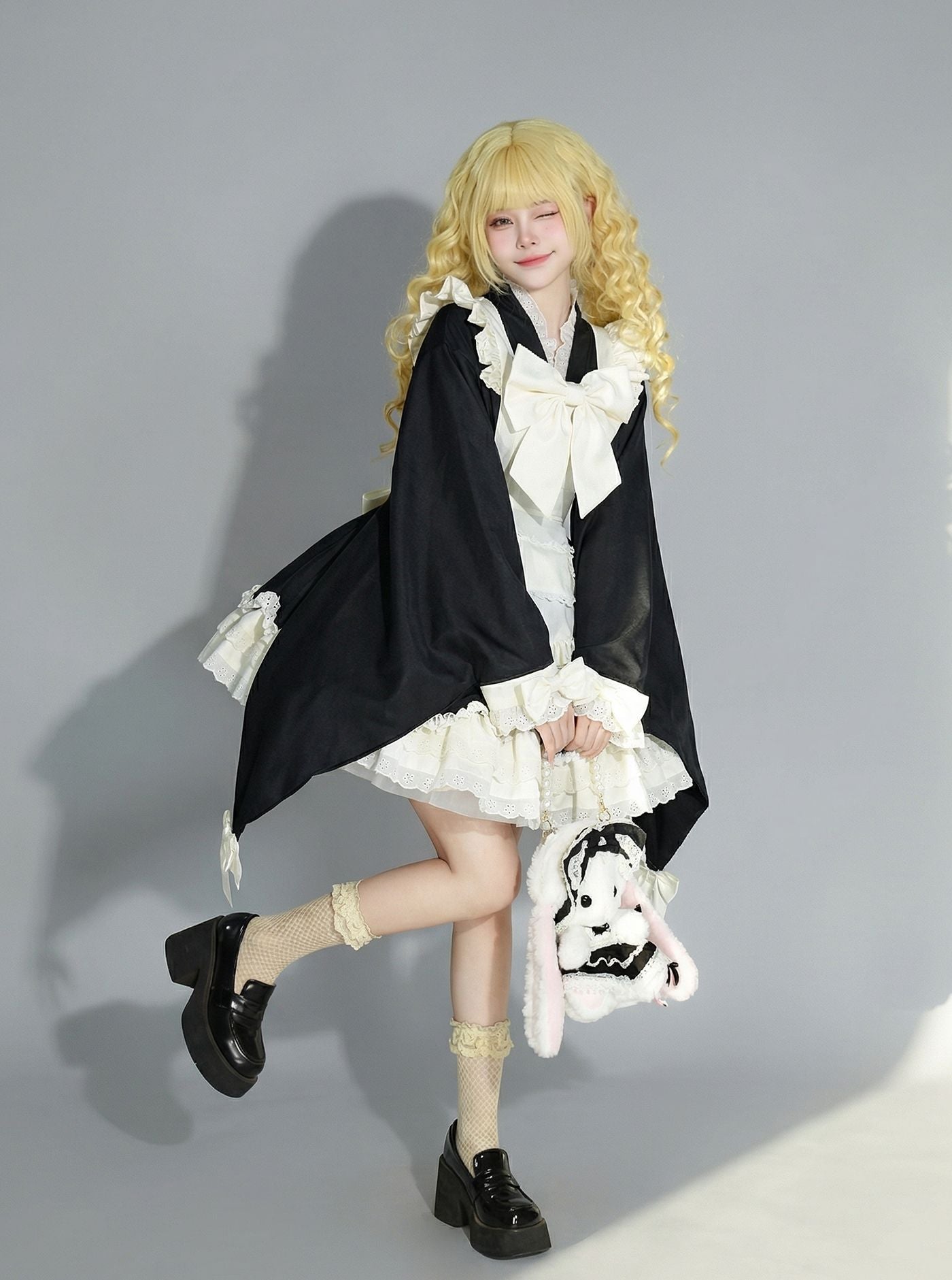 Kimono Lolita Wide Sleeve Maid Outfit Streamer Cosplay Dress