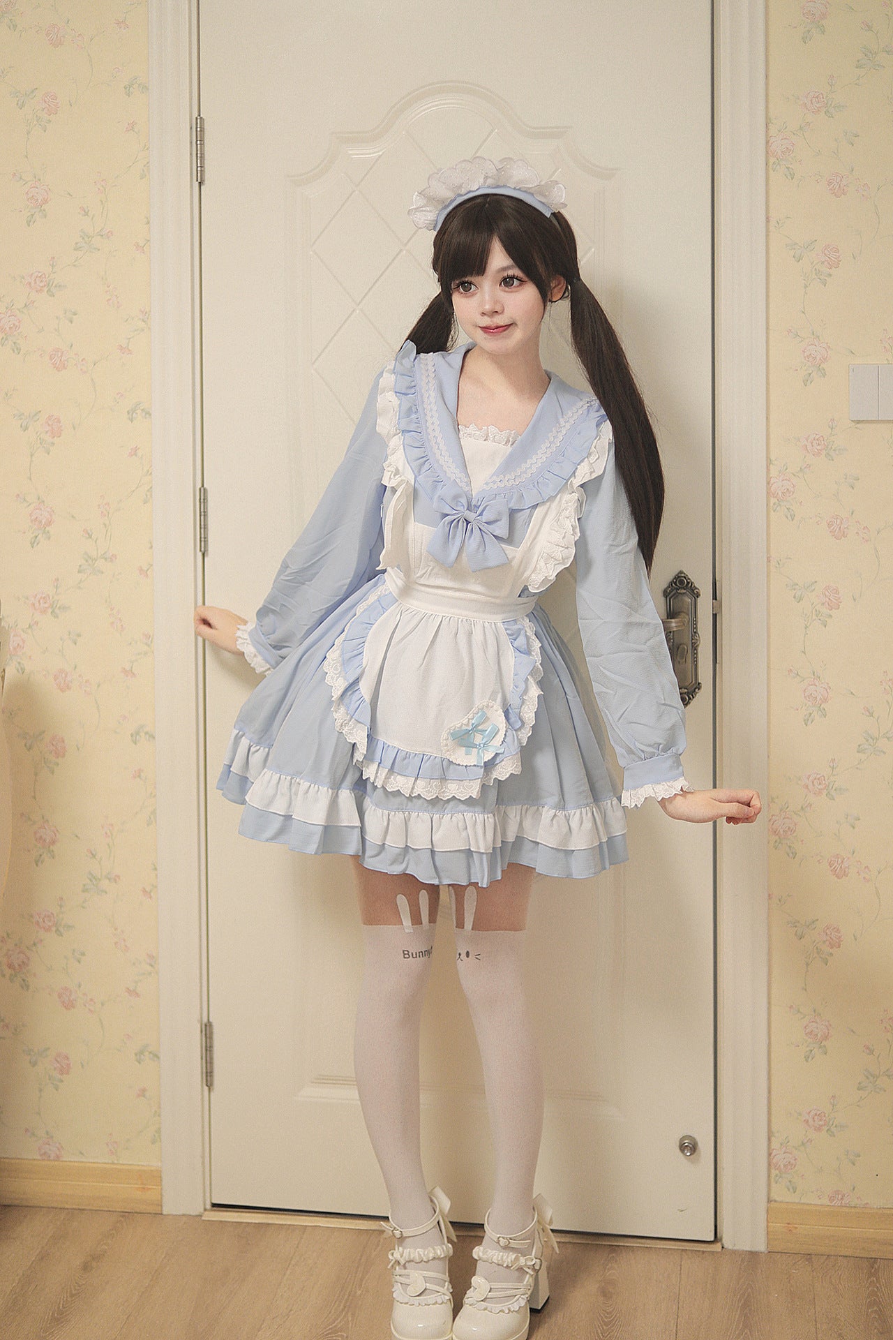 Sweet Japanese Preppy Sailor Collar Maid Outfit Lolita Dress