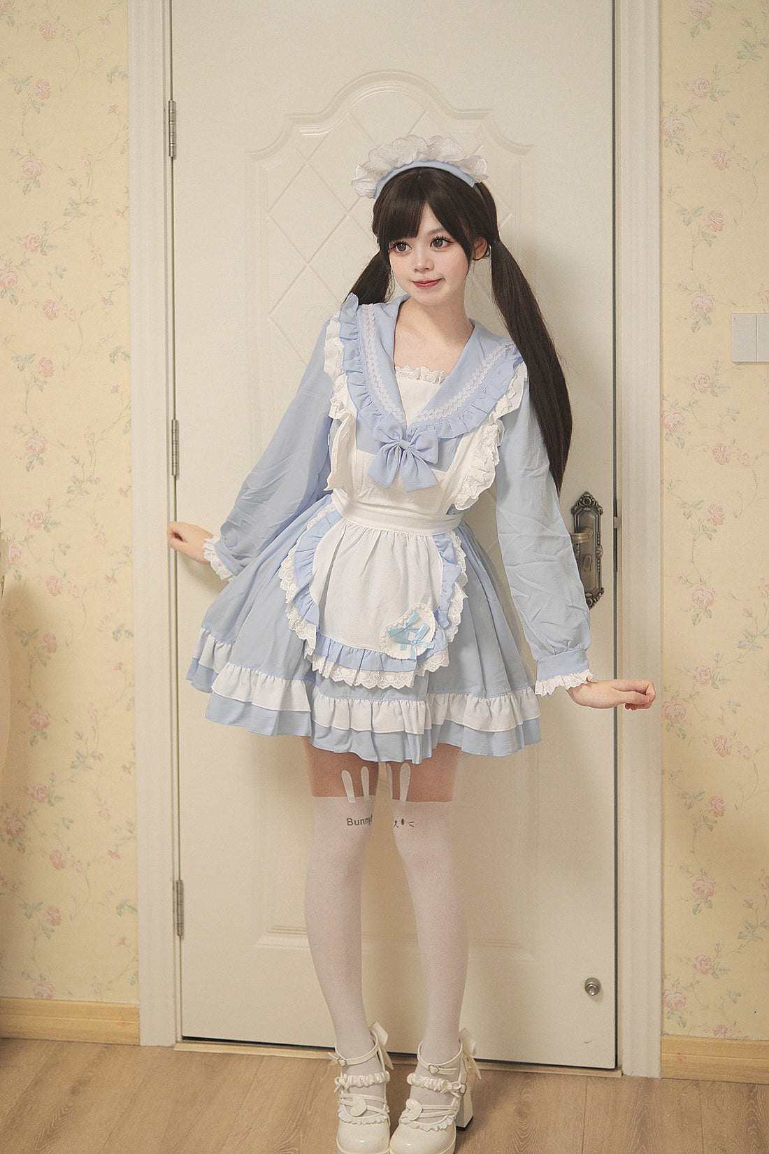 Sweet Japanese Preppy Sailor Collar Maid Outfit Lolita Dress