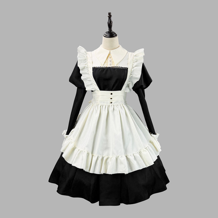 Akihabara Black White Traditional Maid Outfit Lolita Cosplay Dress