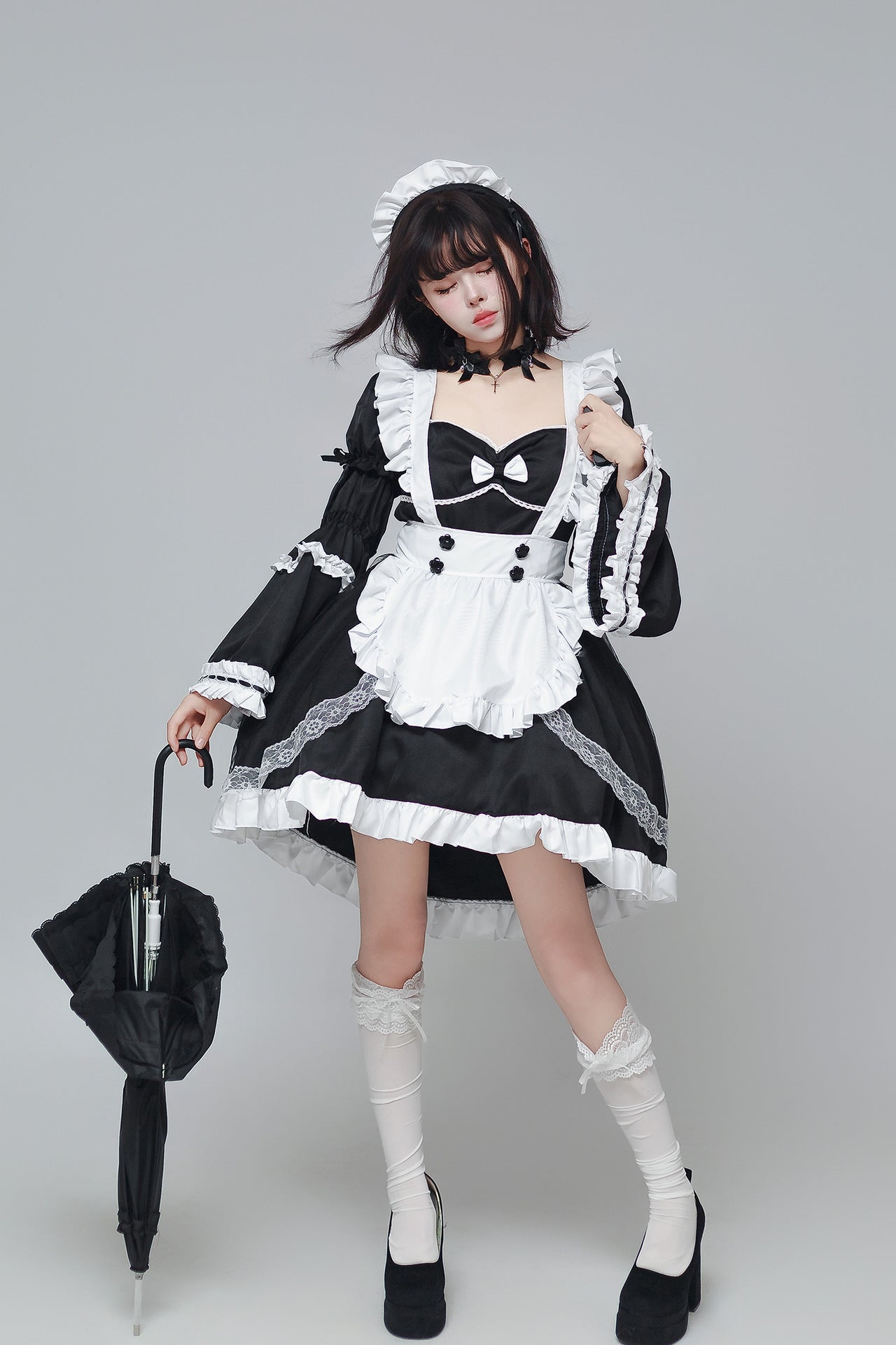 Otaku Dance Streamer Plus Size Maid Outfit Lolita Dress Costume