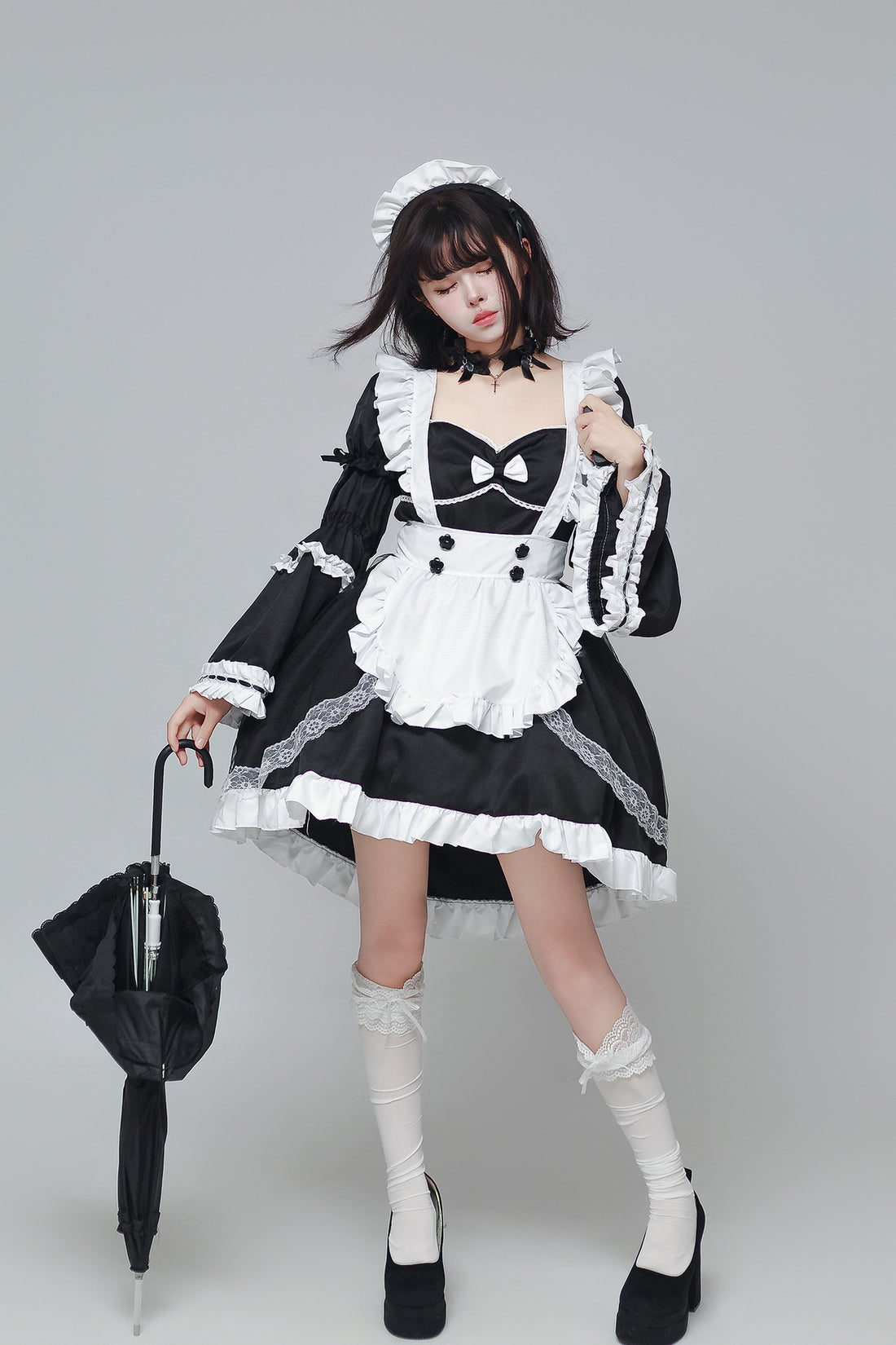 Otaku Dance Streamer Plus Size Maid Outfit Lolita Dress Costume