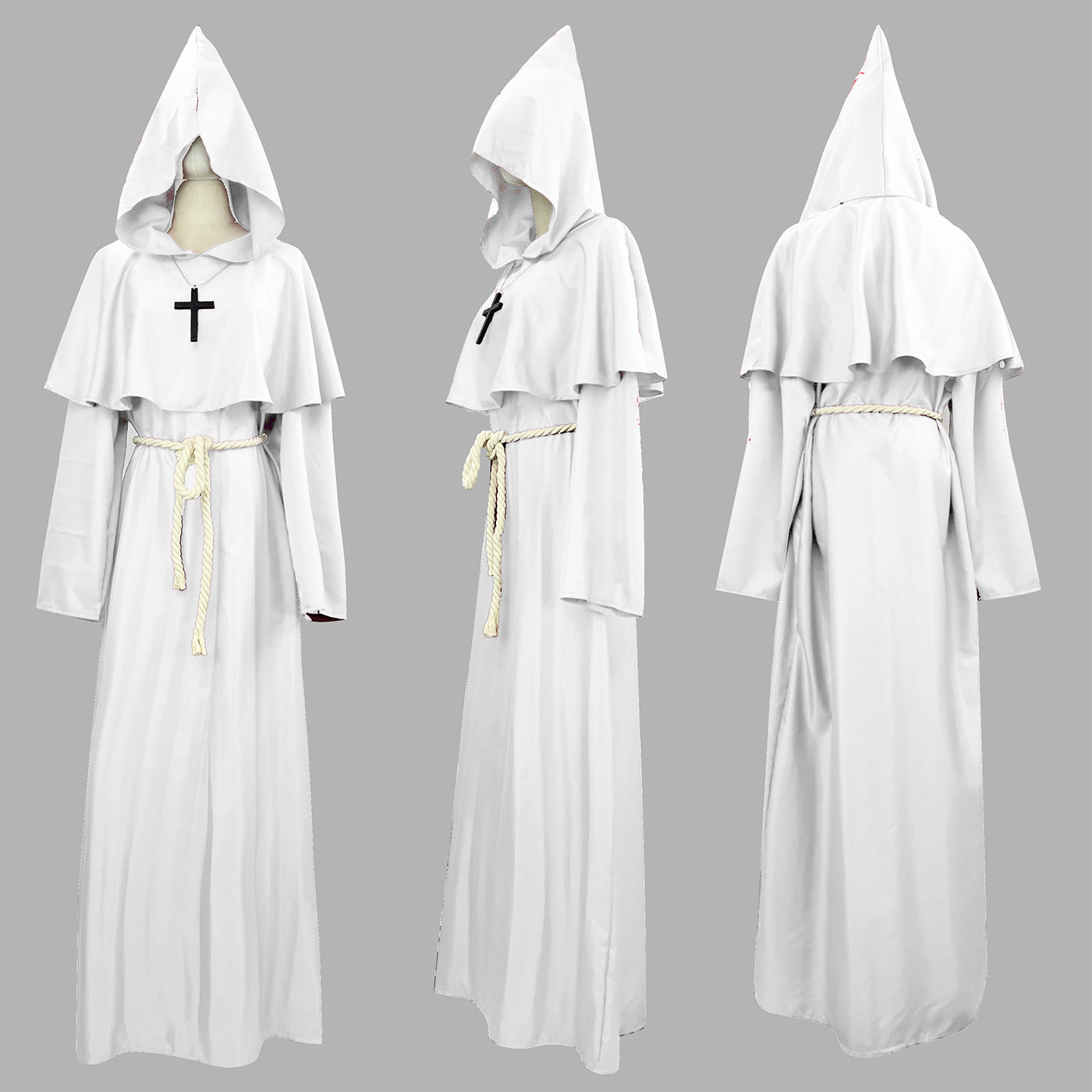 Medieval Priest Costume Men's Renaissance Monastic Robe Halloween Cosplay Cloak