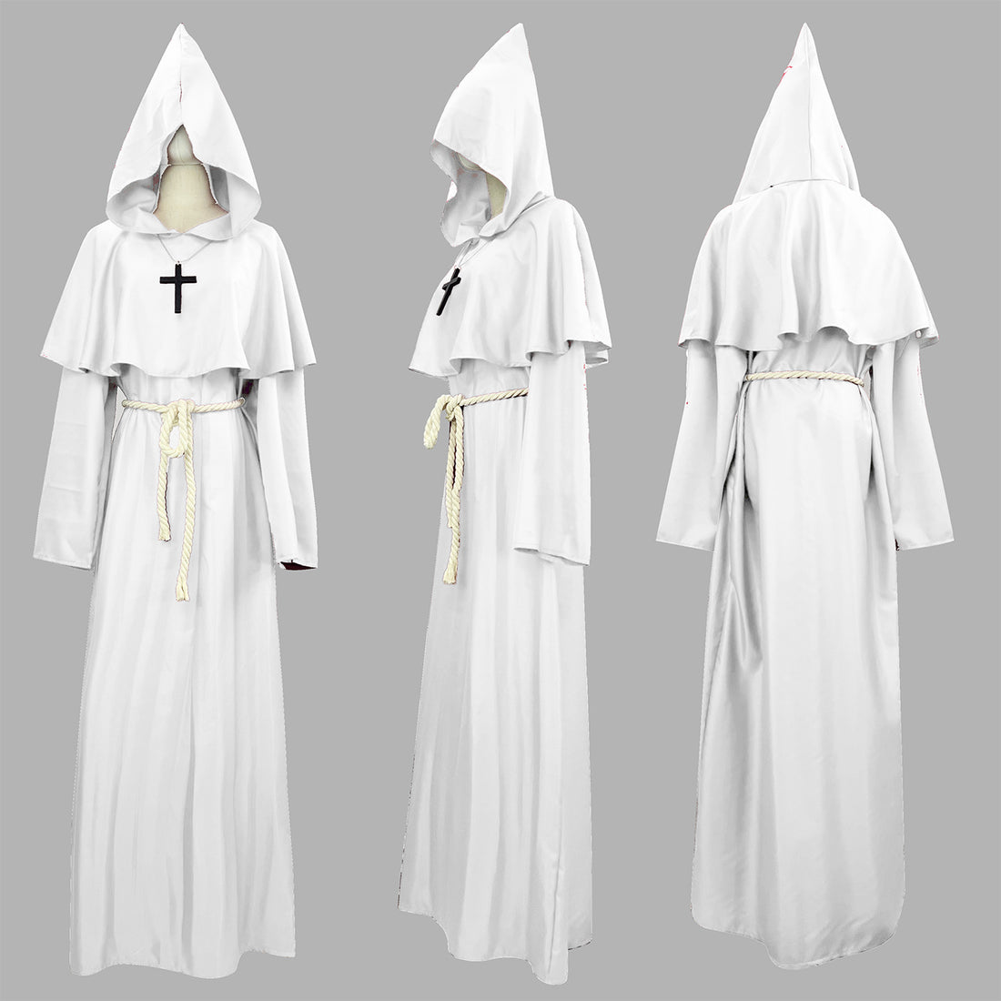 Medieval Priest Costume Men's Renaissance Monastic Robe Halloween Cosplay Cloak