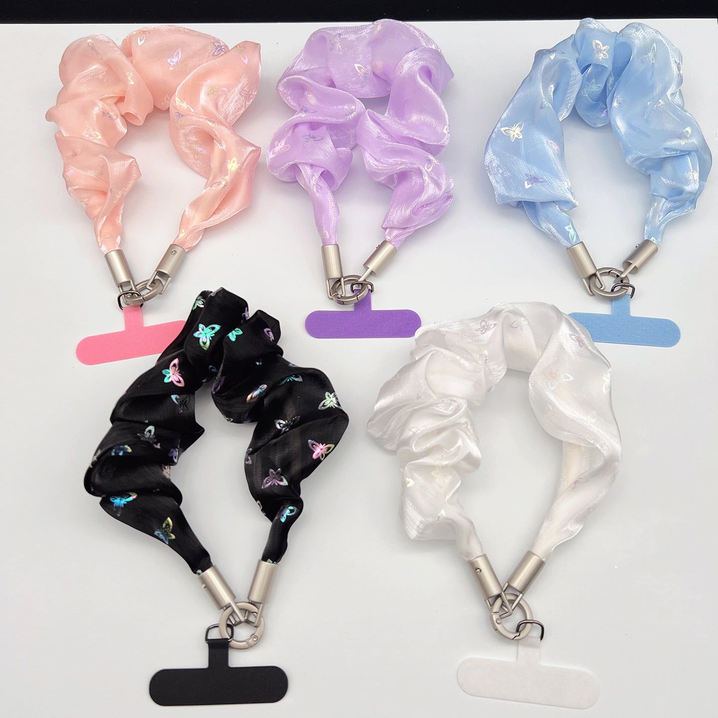 Butterfly Wrinkle Tulle Wrist Phone Strap with Tether Tabs – Colon-shaped Wristlet & Hand Lanyard