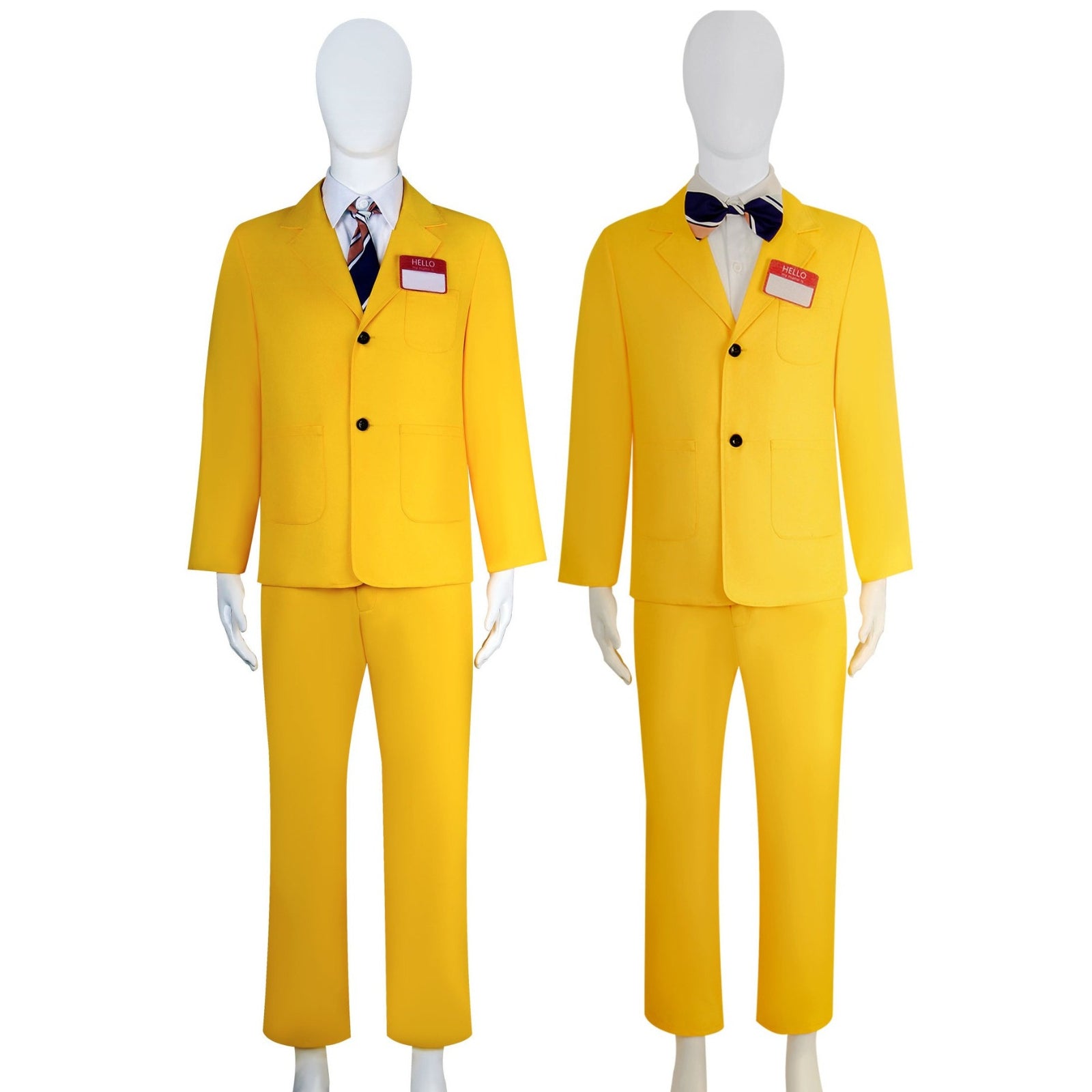 Beetle Juice Shrunken Head Bob Yellow Suit Halloween Cosplay Costumes