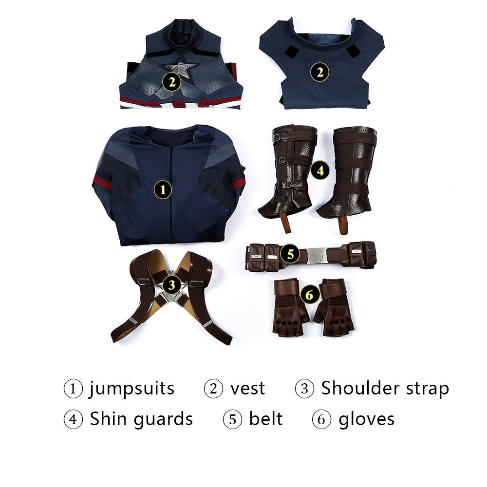 Avengers: Endgame Captain America Steve Rogers Pro Cosplay CostumesThemed Carnival Party Outfit