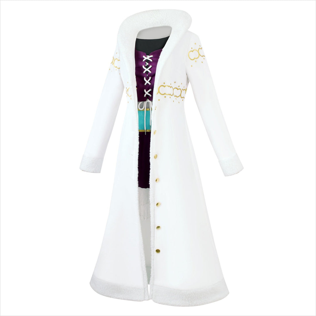 Anime Navigation Nico Robin Fur-collared Coat One Piece Cosplay Costumes