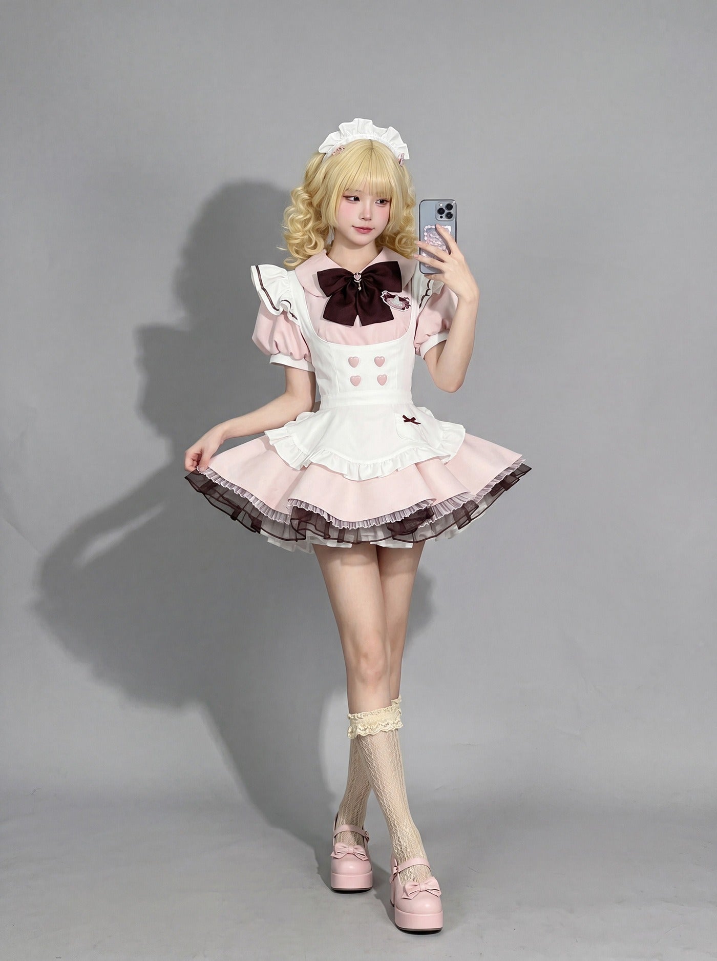 Japanese Sweet Lolita Maid Cosplay Dress Puff Sleeve Dress