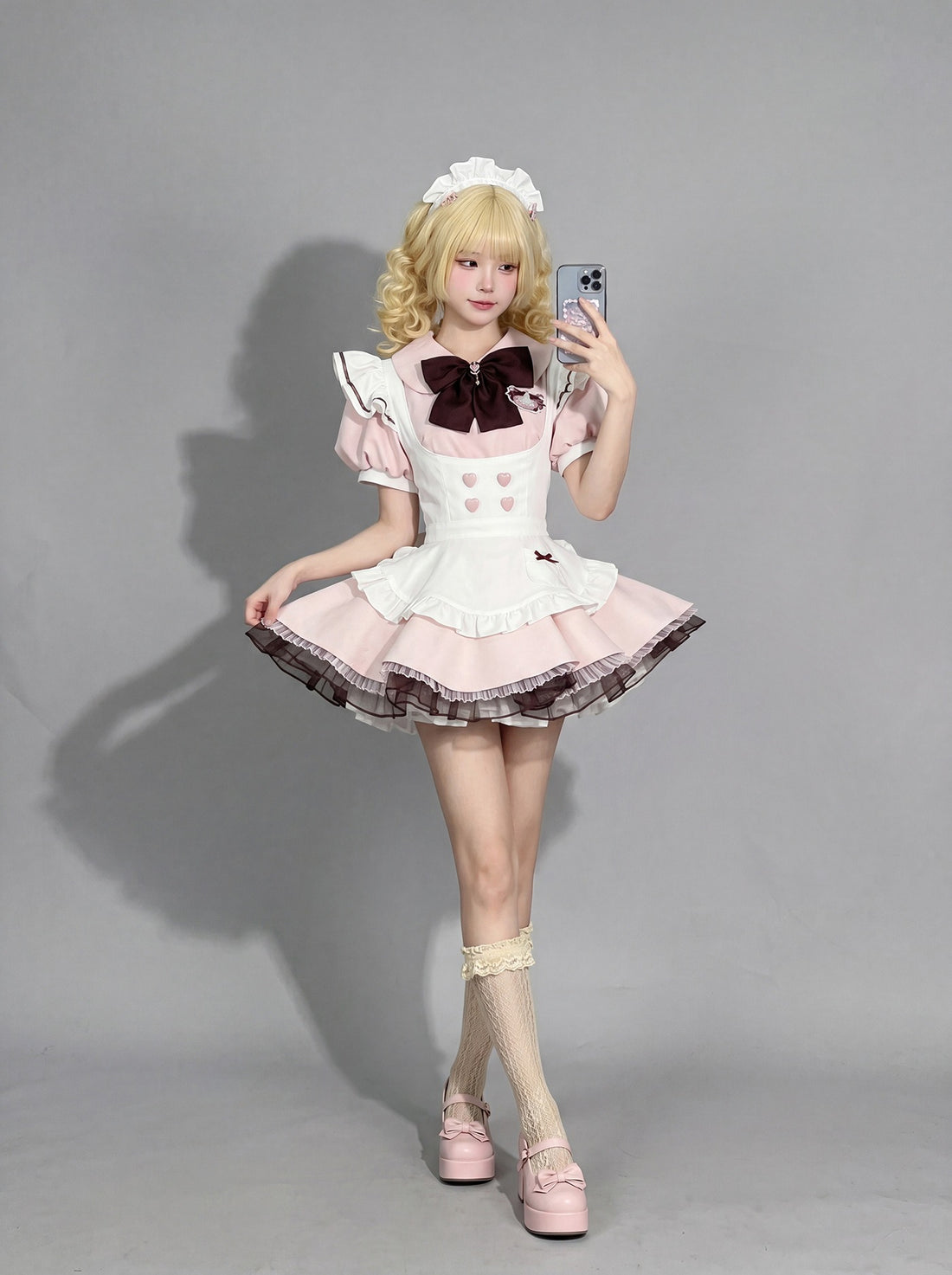 Japanese Sweet Lolita Maid Cosplay Dress Puff Sleeve Dress