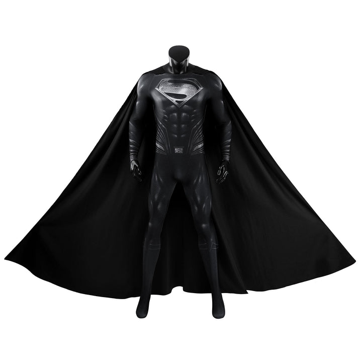 Justice League Superman Black Suit Jumpsuit with Cloak Cosplay Costumes