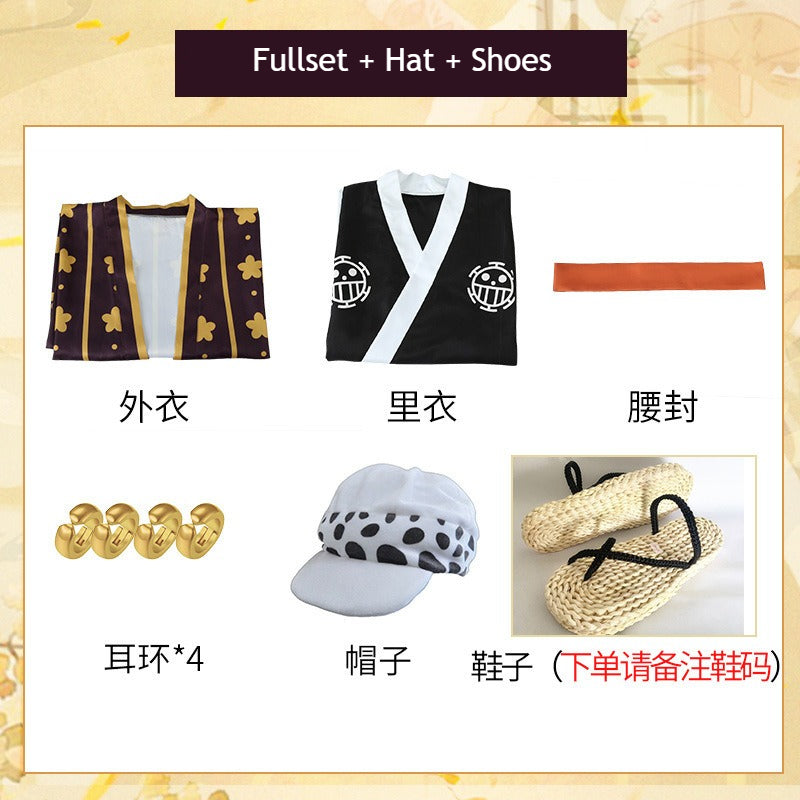 Anime Navigation Trafalgar D. Water Law Kimono One Piece Cosplay Costumes