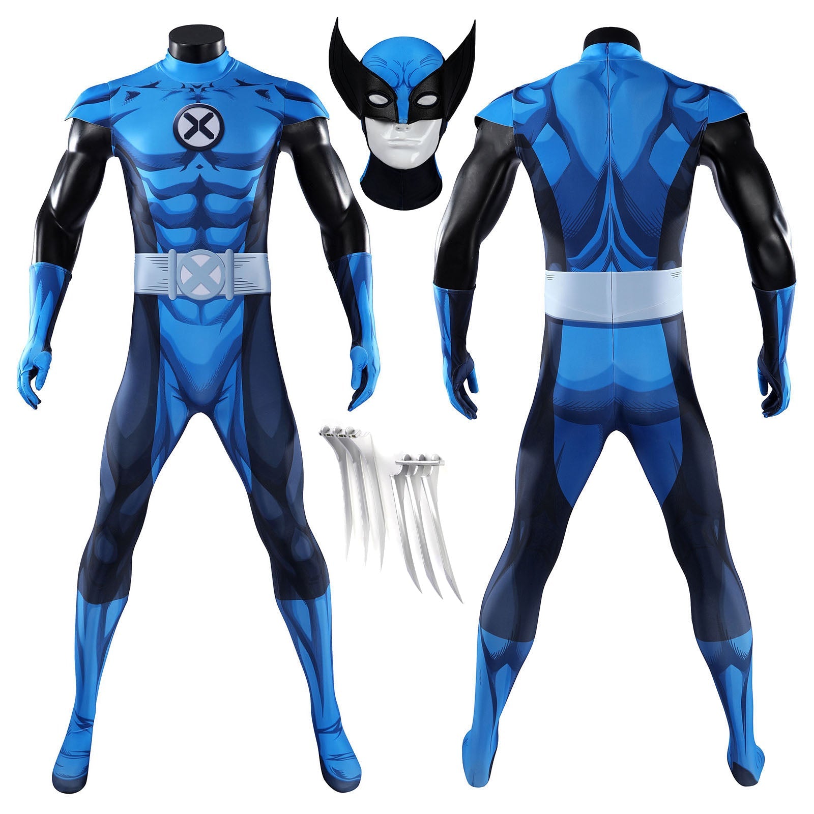 Fantastic Four Wolverine Cosplay Costumes Halloween Blue Jumpsuit for Themed Party OutfitThemed Carnival Party Outfit