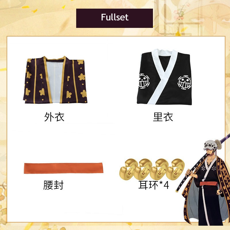 Anime Navigation Trafalgar D. Water Law Kimono One Piece Cosplay Costumes