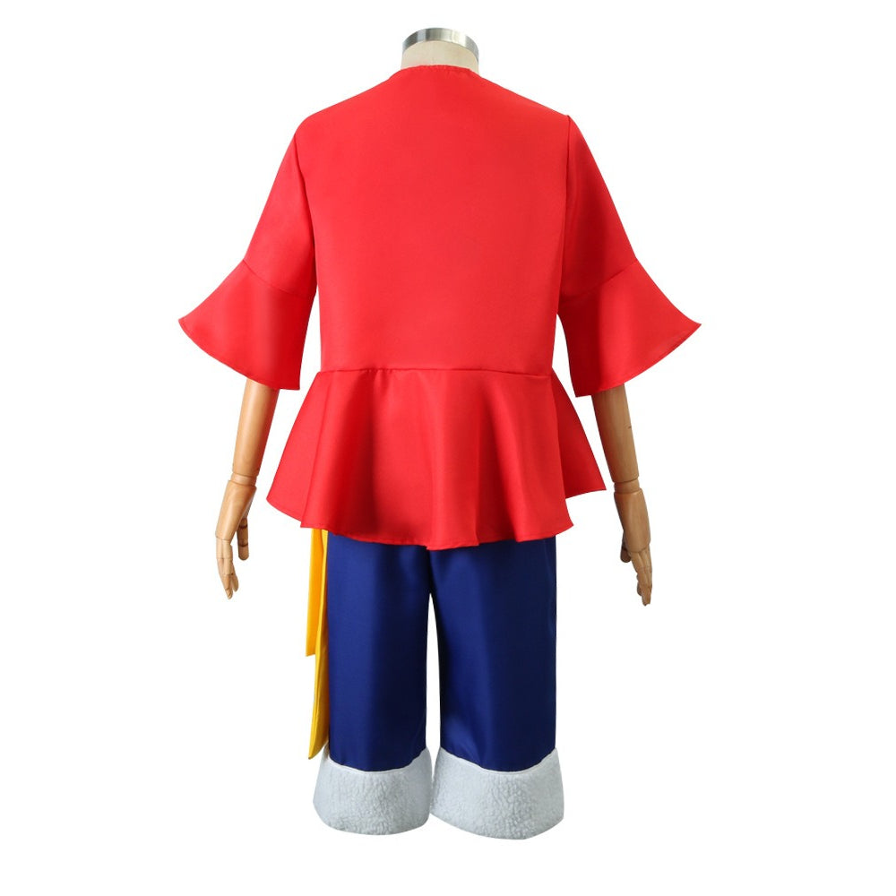 Anime Navigation Monkey D. Luffy Red Shirt Fullset One Piece Cosplay Costumes