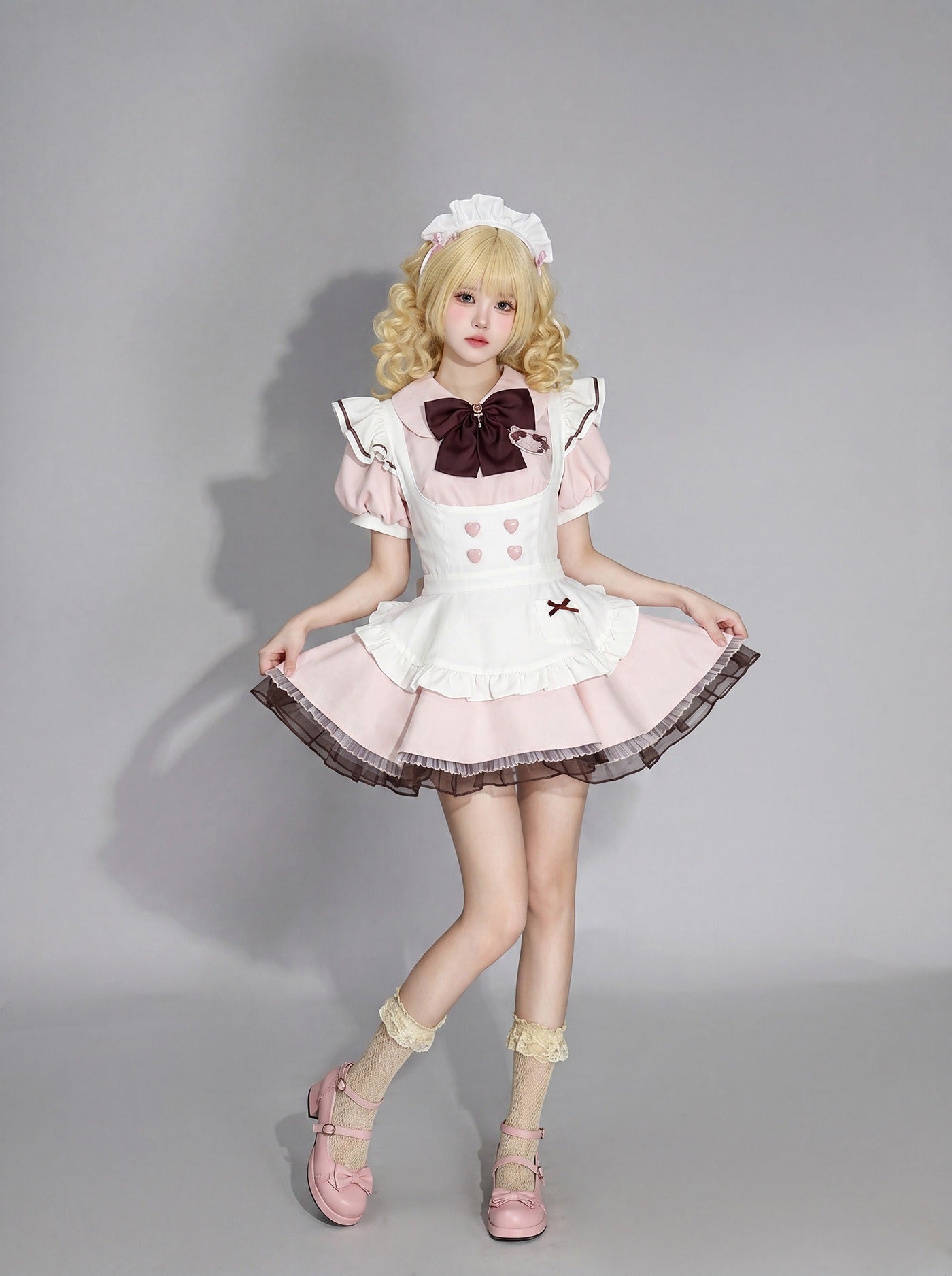 Japanese Sweet Lolita Maid Cosplay Dress Puff Sleeve Dress