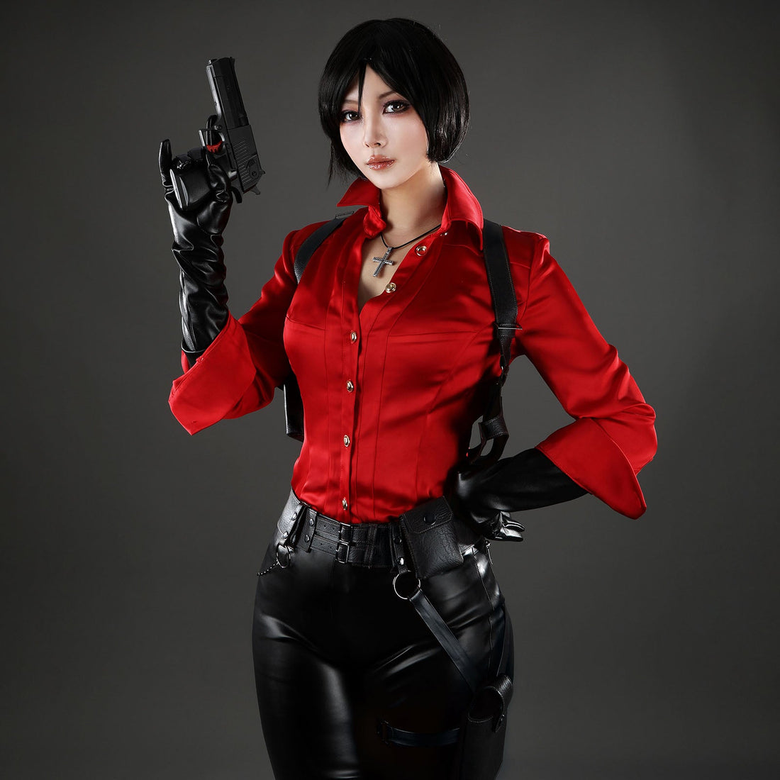 Resident Evil 6 Ada Wong Red Shirt Fullset Cosplay CostumesThemed Carnival Party Outfit