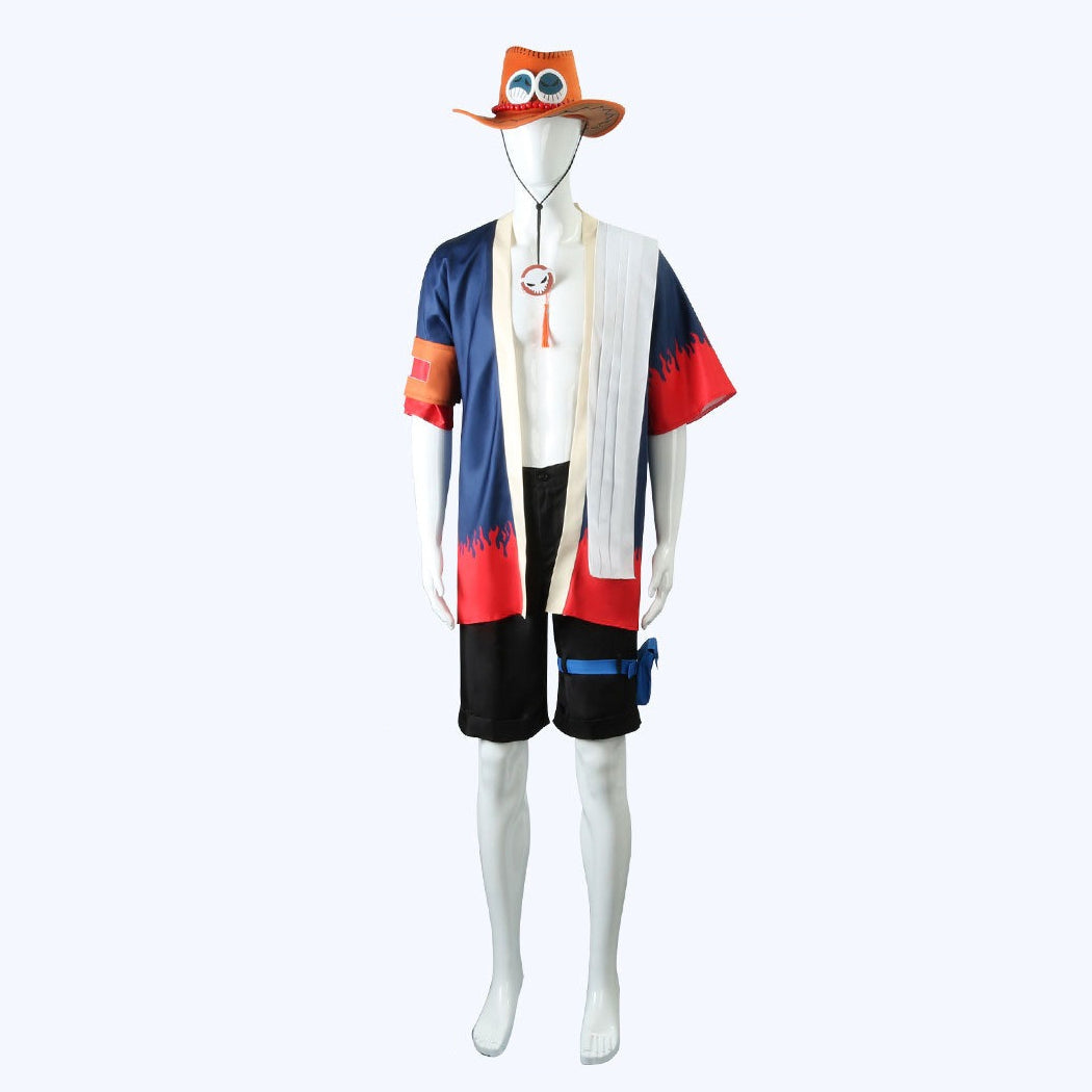 Anime Navigation Portgas D Ace Fullset with Hat One Piece Cosplay Costumes